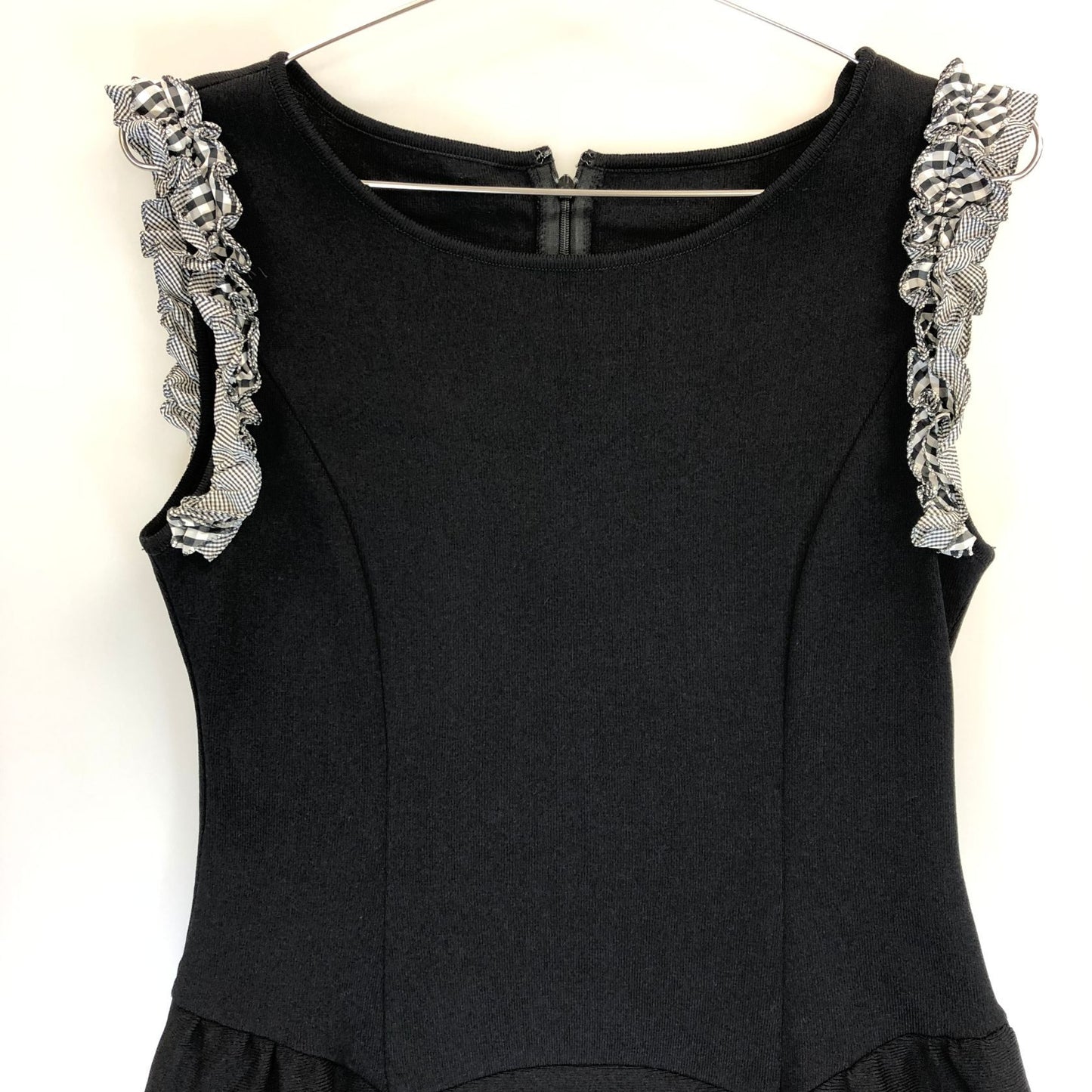 美品◆ルネ ワンピース ノースリーブ フリル 6332370 ブラック レディース サイズ38 Rene 【AFB5】