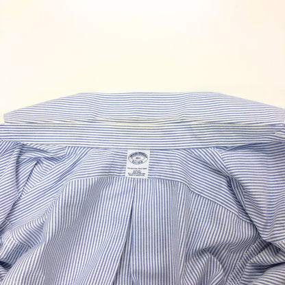 中古◆ブルックスブラザーズ シャツ 半袖 ボタンダウン ストライプ 綿 メンズ ブルー サイズ15.5 Brooks Brothers 【AFB25】