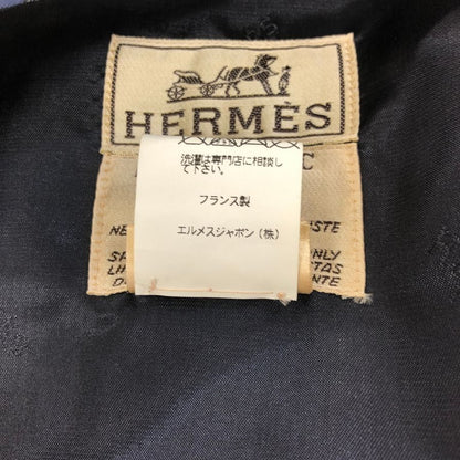 美品◆エルメス ジレ ヴィンテージ L'OR DES CHEFS ネイビー系 シルク×ピッグスキン サイズ48 メンズ HERMES 【AFB20】