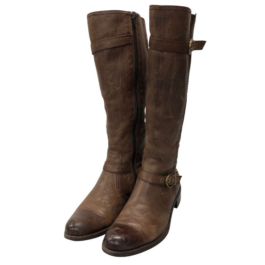 モードカオリ ロングブーツ レザー サイドジップ ブラウン レディース サイズ 23cm MODE KAORI 約23.0cm【AFI30】