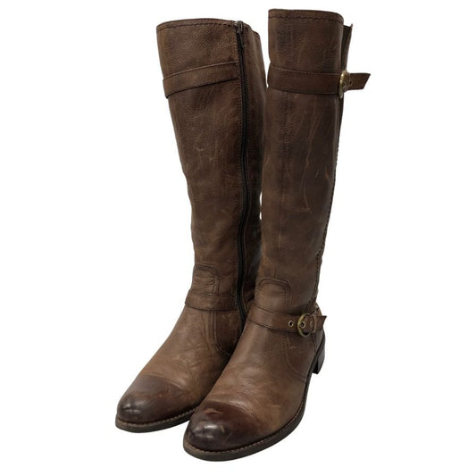 モードカオリ ロングブーツ レザー サイドジップ ブラウン レディース サイズ 23cm MODE KAORI 約23.0cm【AFI30】