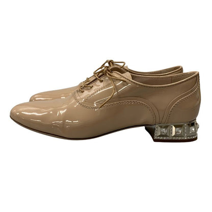 ミュウミュウ レザーシューズ エナメル ビジュー ピンク サイズ39 レディース MIUMIU 約25.5cm【AFD9-2】