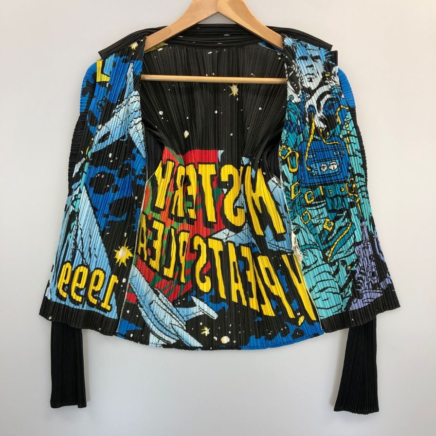 美品◆プリーツプリーズ イッセイミヤケ 長袖シャツ コミック柄 レディース サイズ3 PP91-JK043 PLEATS PLEASE ISSEY MIYAKE 【AFB39】