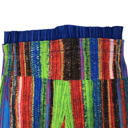 プリーツプリーズ イッセイミヤケ パンツ 総柄 マルチカラー ブルー系 レディース サイズ3 PP23-JF622 PLEATS PLEASE ISSEY MIYAKE 【AFB16】