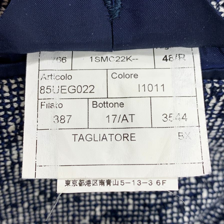 極美品◆タリアトーレ 2B テーラードジャケット 麻混綿 メンズ 48 ブルー系 TAGLIATORE 【AFB42】