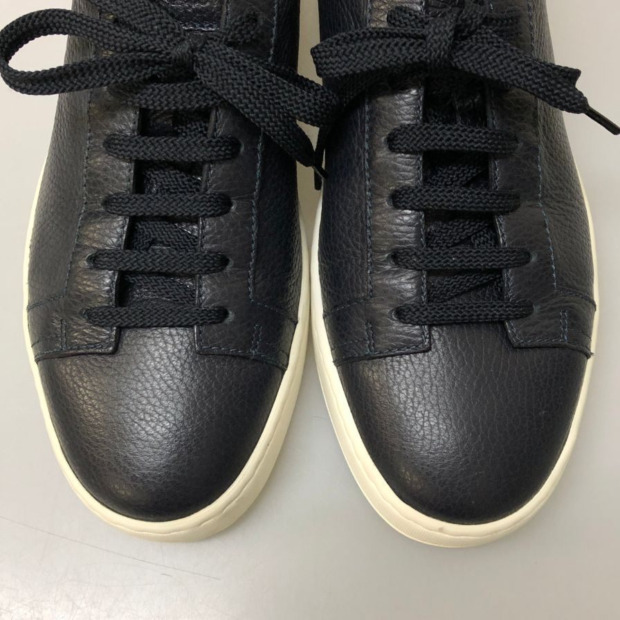 サントーニ レザースニーカー グレインレザー メンズ ネイビー サイズUK8 Santoni 約27.0cm【AFC5】