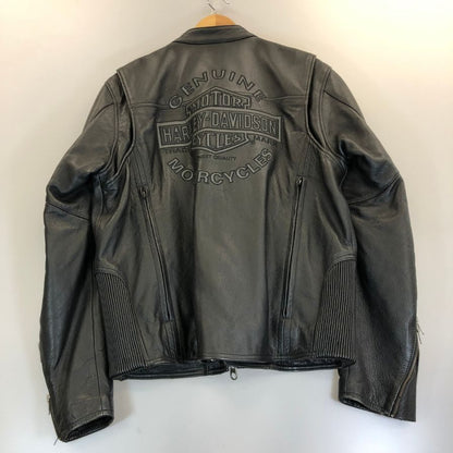 中古◆ハーレーダビッドソン シングルライダース レザー ジャケット ロゴ デザイン ブラック サイズL HARLEY DAVIDSON 【AFG1】
