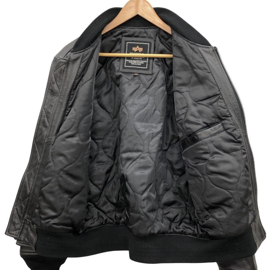 中古◆アルファ インダストリーズ レザージャケット ブラック メンズ M Alpha Industries 【AFG1】