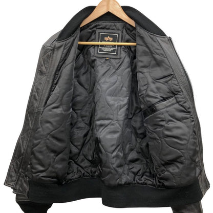 中古◆アルファ インダストリーズ レザージャケット ブラック メンズ M Alpha Industries 【AFG1】
