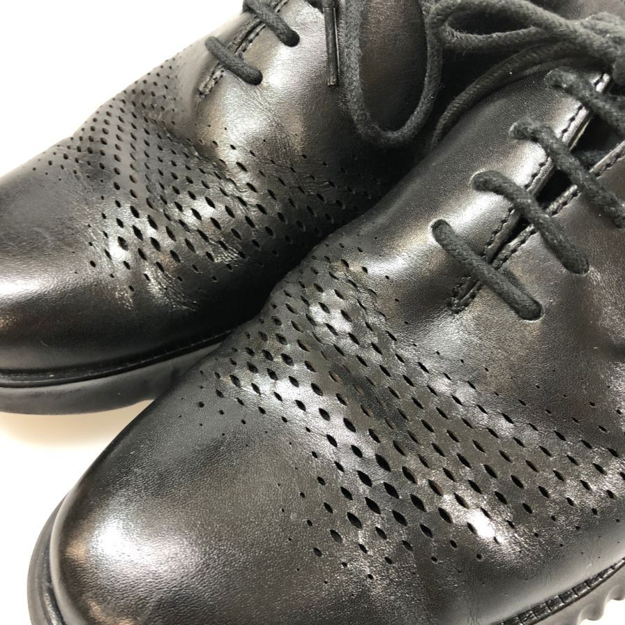 コールハーン レザースニーカー ゼログランド C23832 レーザーウィング メンズ ブラック サイズ9.5 COLE HAAN 約27.0cm【AFC49】