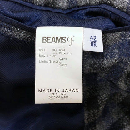 美品◆ビームスF テーラードジャケット ダブルベンツ チェック グレー サイズ 42 メンズ BEAMS F 【AFB35】
