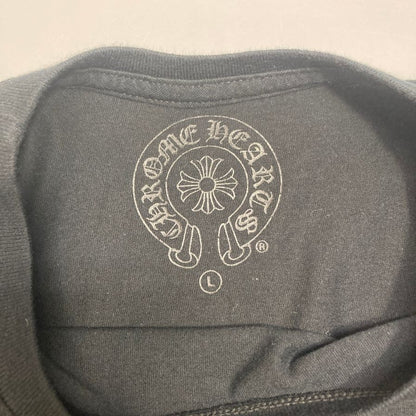 美品◆クロムハーツ Tシャツ ポケットT 胸元ロゴ 星柄 ブラック サイズL メンズ CHROME HEARTS 【AFB38】
