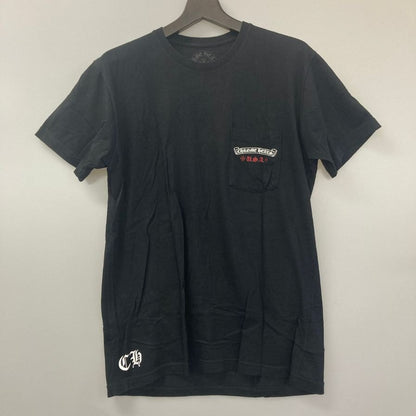 美品◆クロムハーツ Tシャツ ポケットT 胸元ロゴ 星条旗 ブラック サイズL メンズ CHROME HEARTS 【AFB27】