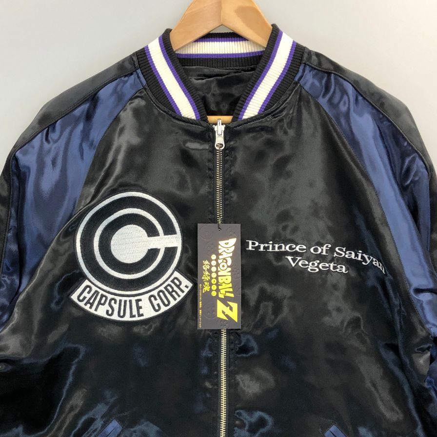 新品同様◆絡繰魂×ドラゴンボールZ リバーシブルスカジャン 超ベジータ メンズ サイズL  ブルー系 【AFB9】