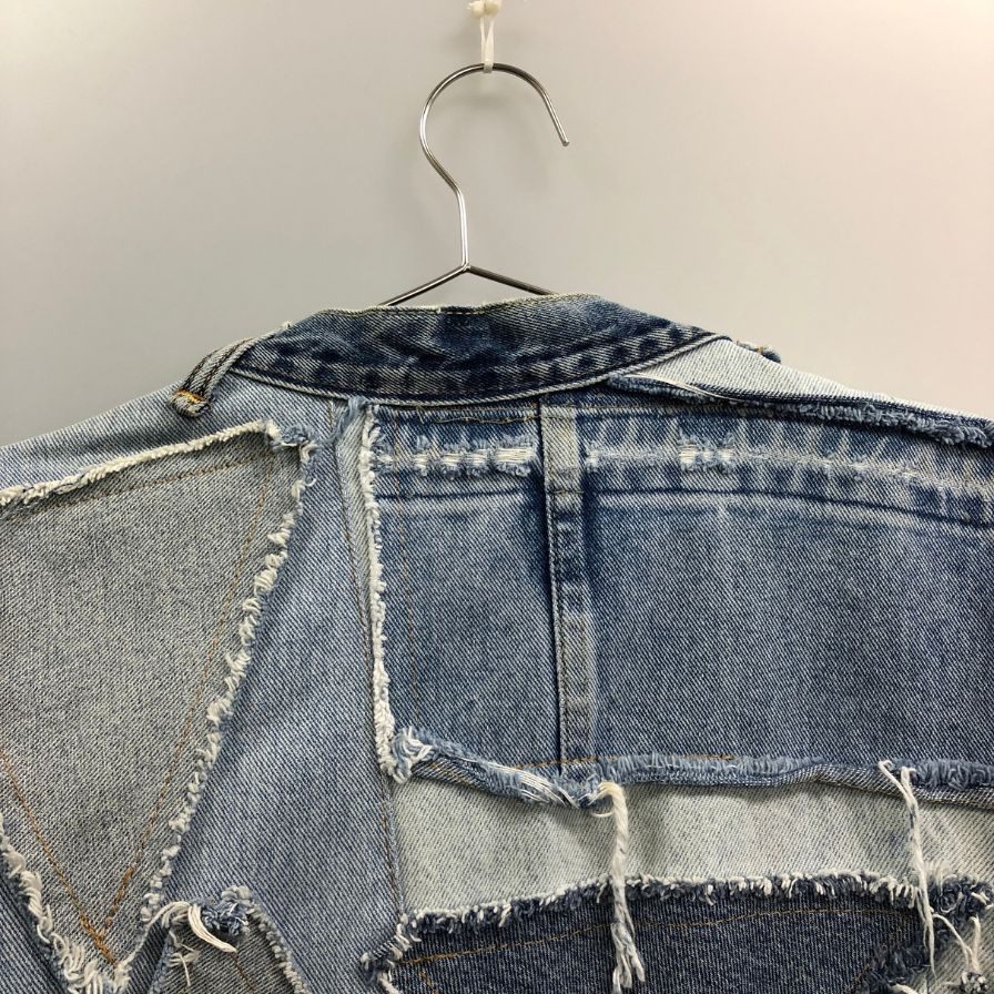 美品◆ノーブランド 再構築 リメイク デニム ジャケット ブルー サイズ不明 【AFB36】