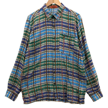 美品◆ミッソーニ チェックシャツ コットン イタリア製 ブルー メンズ サイズ 48 MISSONI 【AFB18】