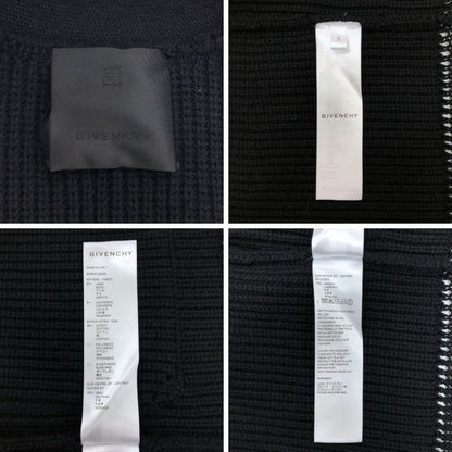 極美品◆ジバンシー フロントジップ ロゴ ニット カーディガン レディース ウール×カシミア サイズS ブラック GIVENCHY 【AFB24】