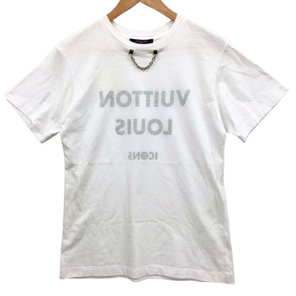 中古◆ルイヴィトン チェーン ロゴ 半袖Tシャツ レディース サイズS ホワイト RW211W LCT FITS02 LOUIS VUITTON 【AFB21】
