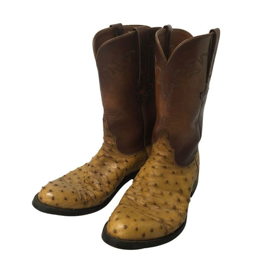 ルケーシー ウエスタンブーツ オーストリッチコンビ メンズ サイズ 8.5D ブラウン LUCCHESE 約26.5cm【AFI30】