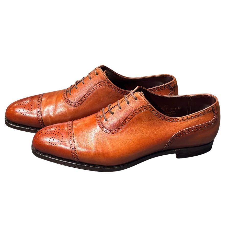 クロケット&ジョーンズ レザーシューズ アルビオン セミブローグ カーフ ブラウン サイズ7.5E メンズ Crockett&Jones ビジネスシューズ 約25.5cm【LA】【中古】