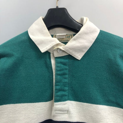 中古■エルエルビーン ラガーシャツ ボーダー グリーン系 サイズM メンズ L.L.Bean 【AFB14】