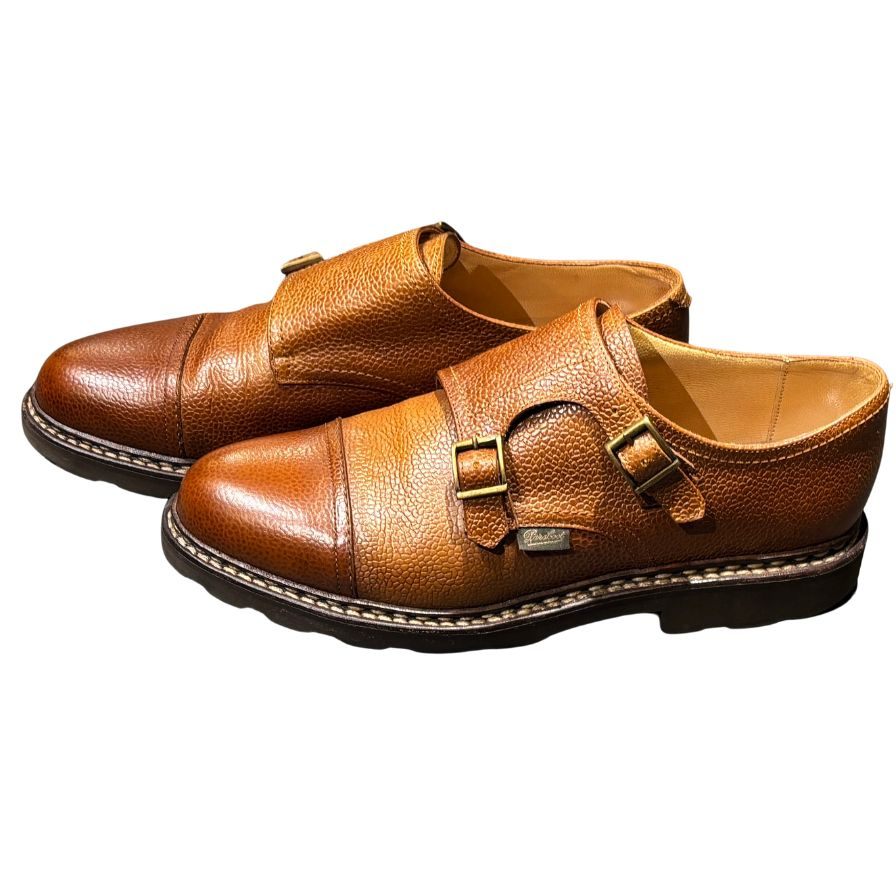 パラブーツ レザーシューズ ダブルモンクストラップ ウィリアム グレインレザー サイズUK7.5 ブラウン Paraboot WILLIAM ビジネスシューズ 約26.0cm【LA】【中古】