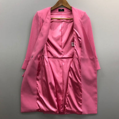 美品◆エリザベッタ フランキ ノーカラーコート ダブルブレスト ピンク サイズ40 ELISABETTA FRANCHI 【AFB14】