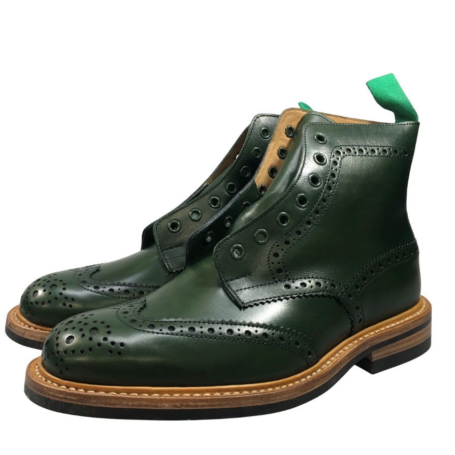 トリッカーズ カントリーブーツ ストウ ウイングチップ 946515 5634 グリーン UK7ハーフ-5 Tricker’ｓ ブーツ 約26.0cm【LA】【中古】