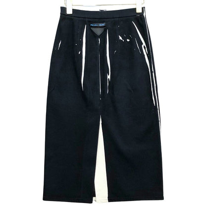 プラダ スカート カーフトライアングルロゴ レディース ブラック 36S PRADA【AFB20】