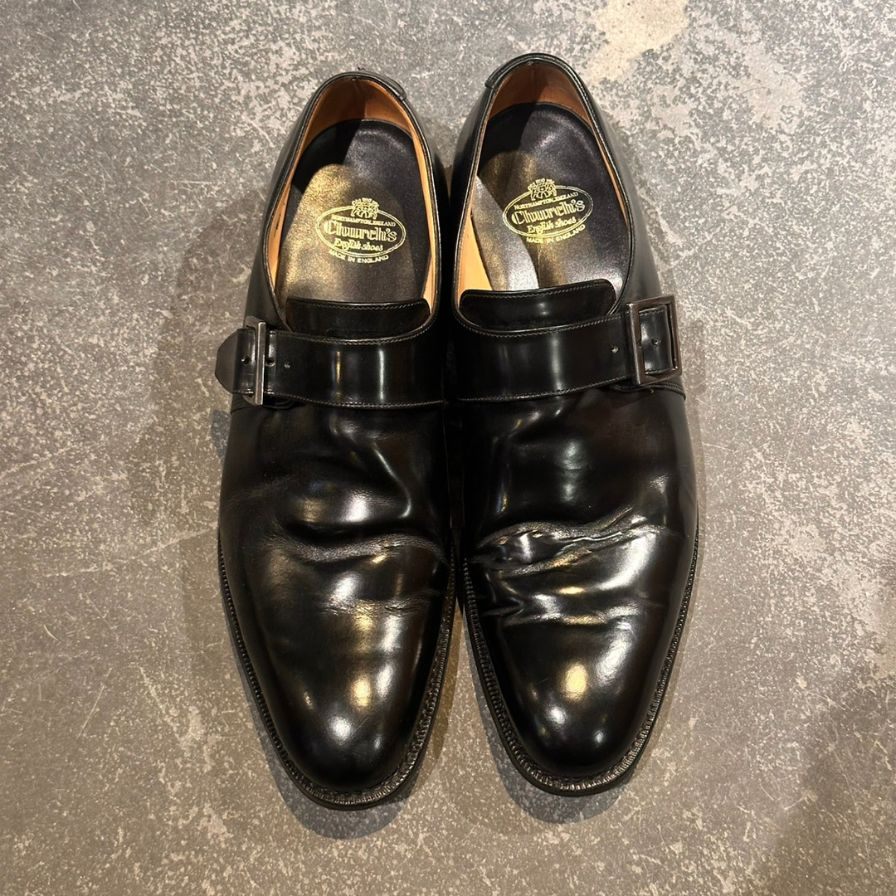 チャーチ TOKYO シングルモンク ポリッシュバインダーカーフ ブラック サイズUK75G Church’s ビジネスシューズ 約26.5cm【LA】【中古】
