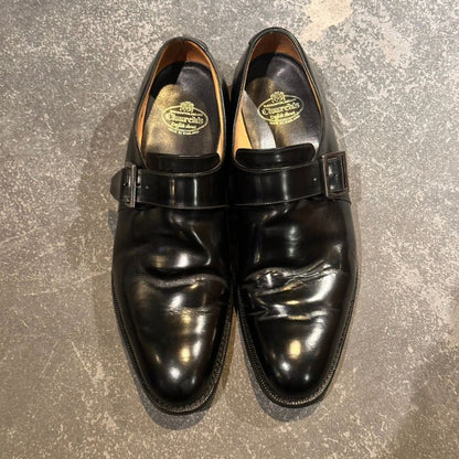 チャーチ TOKYO シングルモンク ポリッシュバインダーカーフ ブラック サイズUK75G Church’s ビジネスシューズ 約26.5cm【LA】【中古】