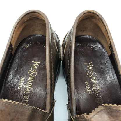 イヴ サンローラン  コインローファー 4174 カーフ スプリットトゥ メンズ ブラウン サイズ6 Yves Saint Laurent 約25.0cm【PTM】