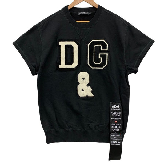 美品◆ドルチェ&ガッバーナ 半袖トップス トレーナー ロゴワッペン レディース サイズ42 ブラック DOLCE&GABBANA 【AFB14】