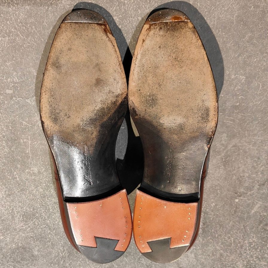 グレンソン レザーシューズ 33108 マスターピース パンチドキャップトゥ 91ラスト カーフ ブラウン サイズUK6.5D メンズ GRENSON ビジネスシューズ 約25.0cm【LA】【中古】