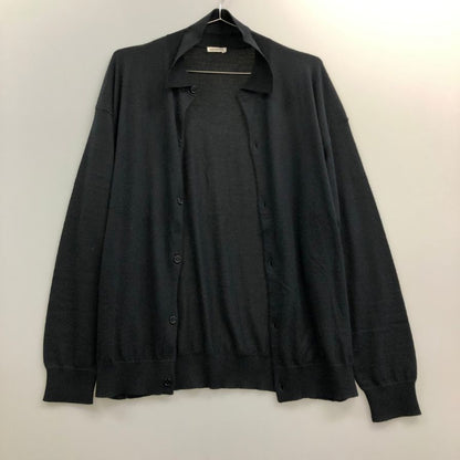 新品同様◆キャッシュ＆バルバ ポロカラーカーディガン ウーステッドカシミヤ 150 サイズ2 ブラック メンズ  IMWSW003 Cash&Barba 【AFB17】