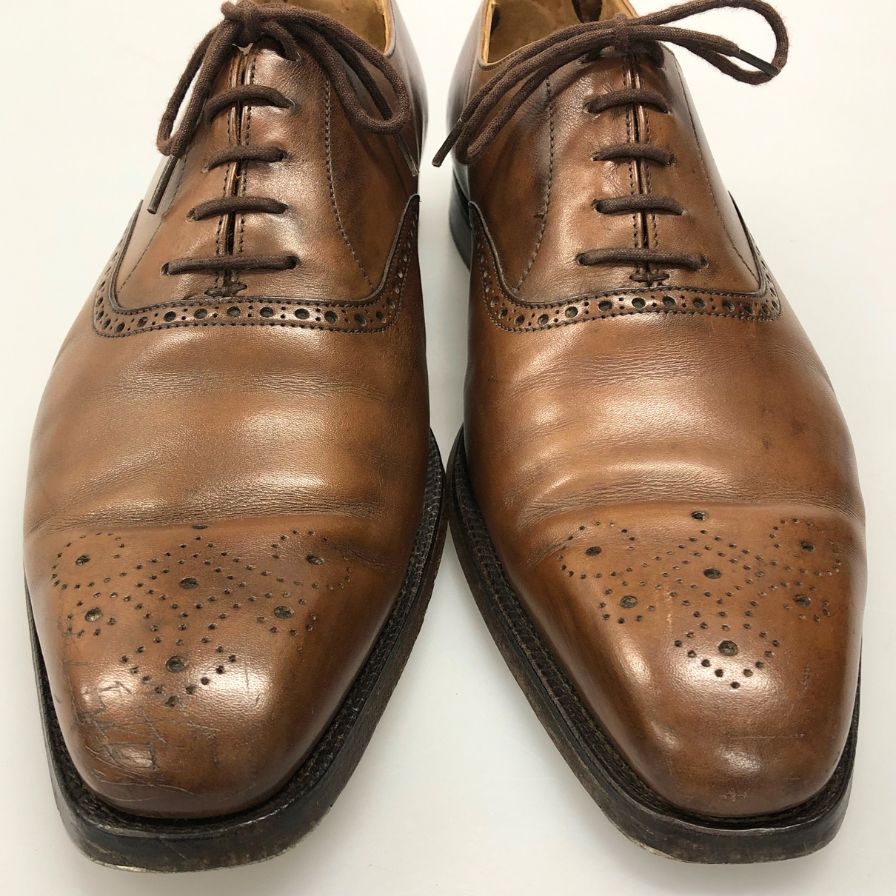 クロケット&ジョーンズ オックスフォードシューズ エッジウェア メダリオン 348ラスト ブラウン サイズUK8E CROCKETT&JONES EDGWARE  約26.5cm【LA】【中古】
