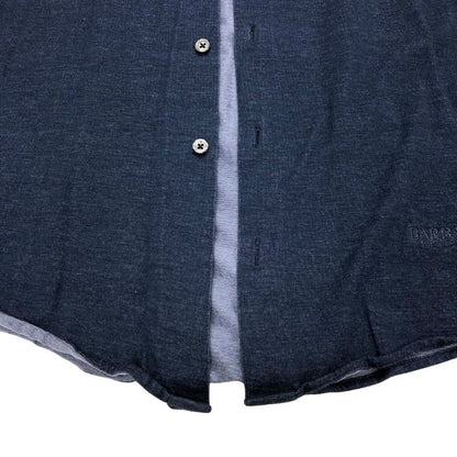 美品◆バルバ カッタウェイシャツ ネイビー メンズ サイズ46 BARBA 【AFB21】