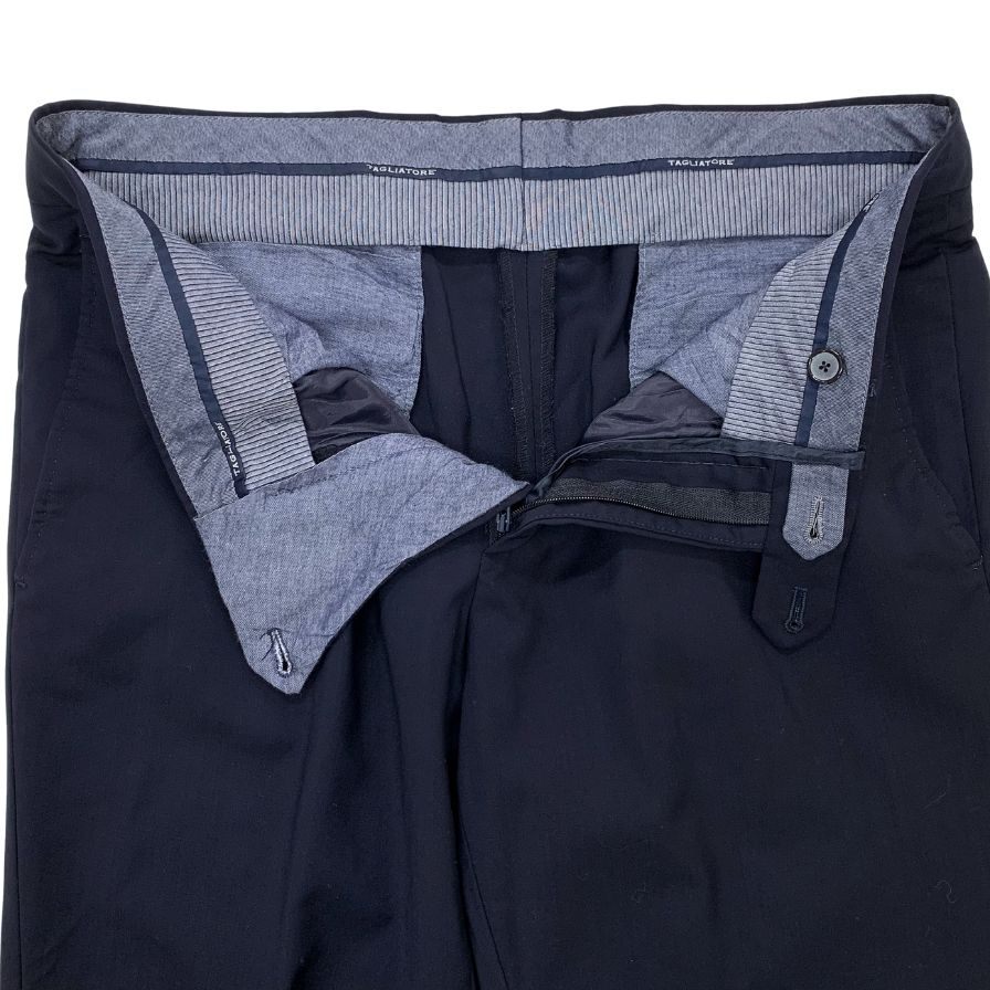 タリアトーレ スラックス パンツ ワンタック 裾ダブル仕上げ ウール 100% メンズ サイズ44 ネイビー TAGLIATORE 【AFB18】