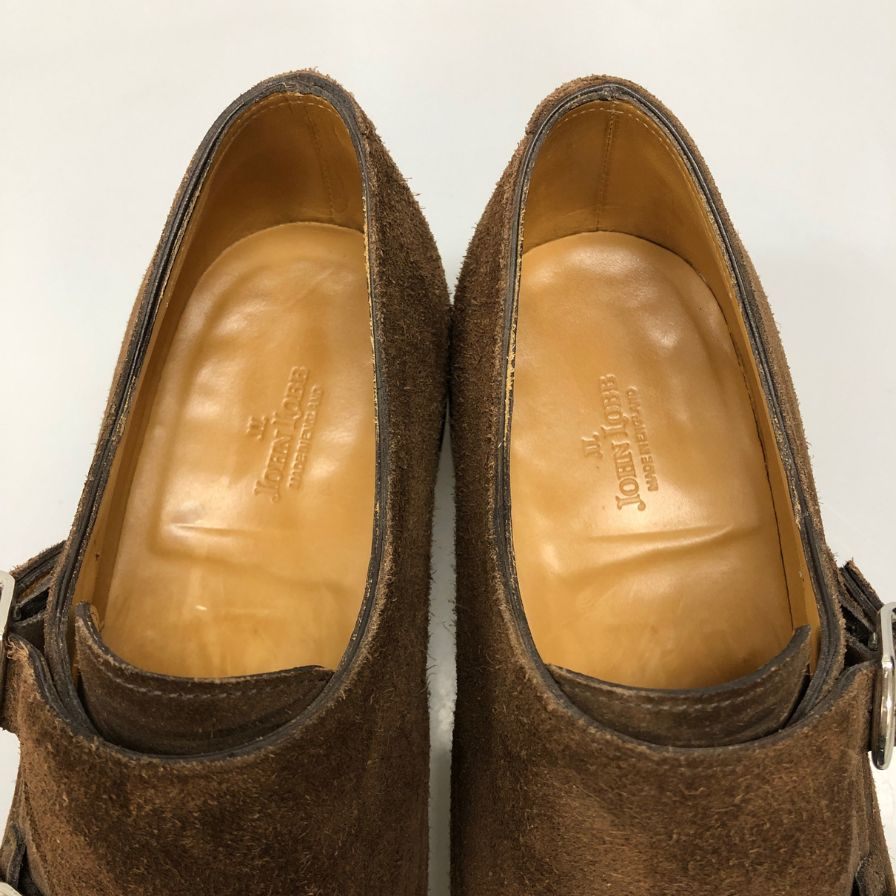 ジョンロブ ダブルモンク ウィリアム スエード ダークブラウン UK6.5E メンズ JOHN LOBB WILLIAM スエードシューズ 約25.5cm【LA】【中古】