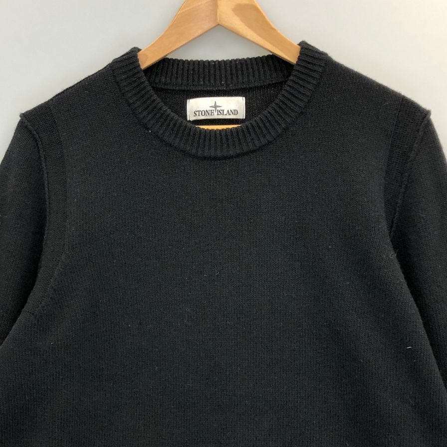 美品◆ストーンアイランド クルーネックニット ウール ブラック メンズ サイズM Stone Island 【AFB33】
