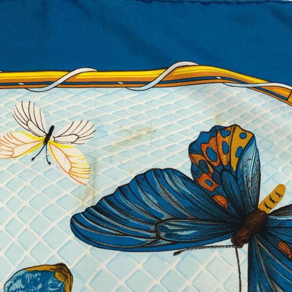 エルメス スカーフ カレ 90 プロヴァンス地方の踊り ブルー HERMES【AFI19-2】