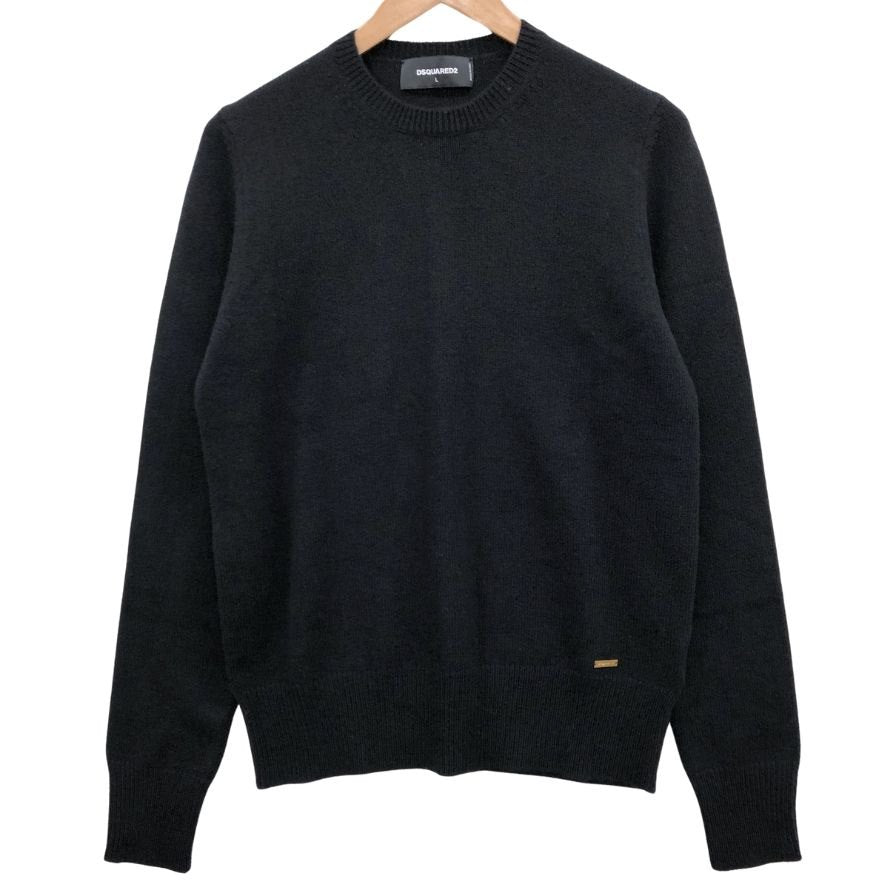 極美品◆ディースクエアード トップス セーター ウール100% レディース サイズL ブラック S72HA0571 S15410 DSQUARED2 【AFB8】