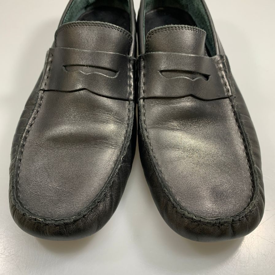 ランバン ドライビングシューズ カーフ コインローファー アンラインド ブラック サイズUK7 LANVIN 約26.0cm【AFC9】