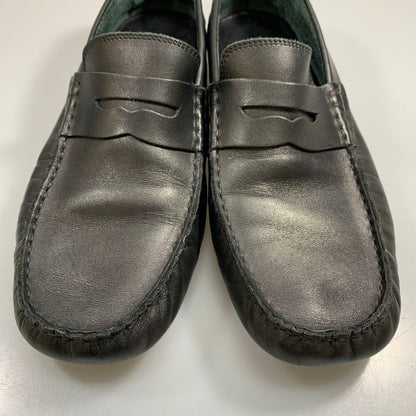 ランバン ドライビングシューズ カーフ コインローファー アンラインド ブラック サイズUK7 LANVIN 約26.0cm【AFC9】