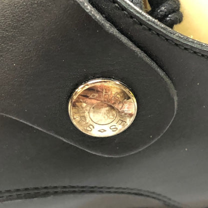 エルメス レザーシューズ プレーントゥ セリエボタン フラップ カーフ ブラック サイズ41.5 メンズ HERMES 約26.5cm【PTM1】
