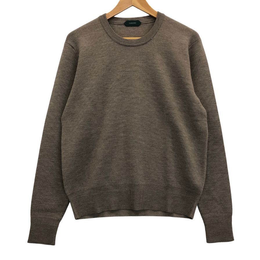 美品◆ザノーネ ニット 12ゲージ ウール クルーネック メンズ グレー サイズ44 ZANONE 【AFB4】