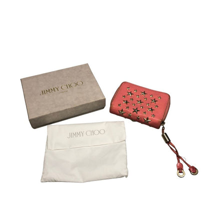 ジミーチュウ ラウンドジップ ミニ ウォレット スタッズ ピンク JIMMY CHOO【AFB54】