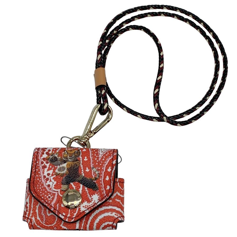 エトロ エアポッズケース カンフーパンダ AirPodsケース レッド系 レザー ETRO【AFI8】【中古】