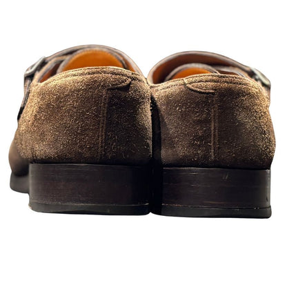 ジョンロブ レザーシューズ ダブルモンク ウィリアム スエード ブラウン メンズ サイズUK6E JOHN LOBB William ビジネスシューズ 約24.5cm【LA】【中古】