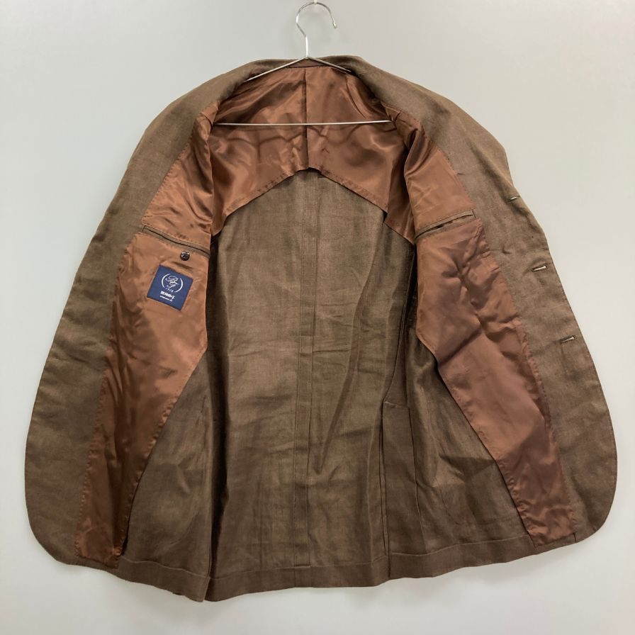 美品◆ビームス  Fオリジナル リネン ダブルブレスト ジャケット メンズ サイズ 46 ブラウン系 BEAMS 【AFB23】